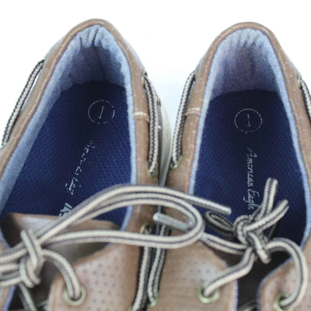 American Eagle Brown Leather‎ Boat Shoes Boys Size 1